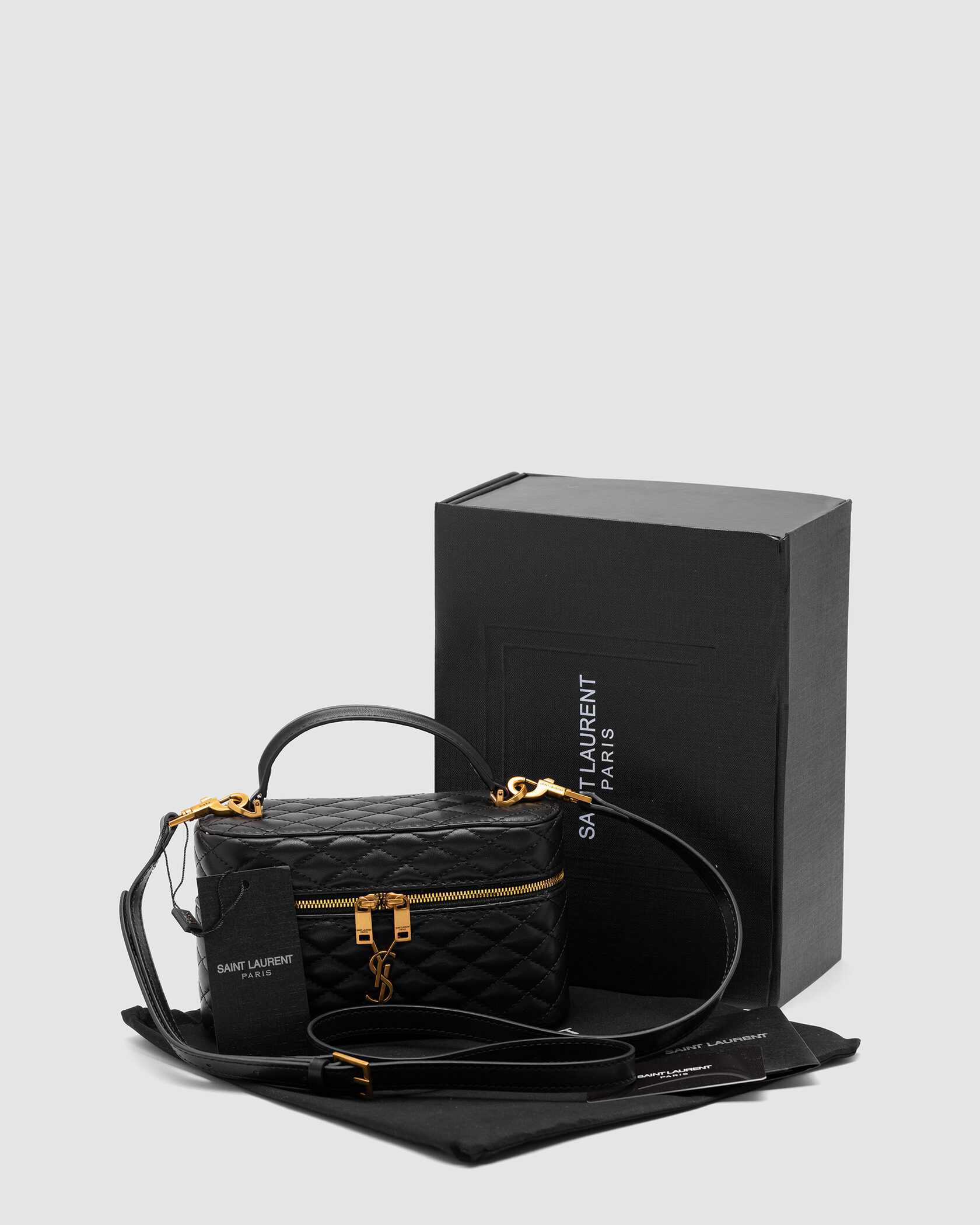 Saint Laurent Gaby Vanity Leather Shoulder Bag Black - 2
