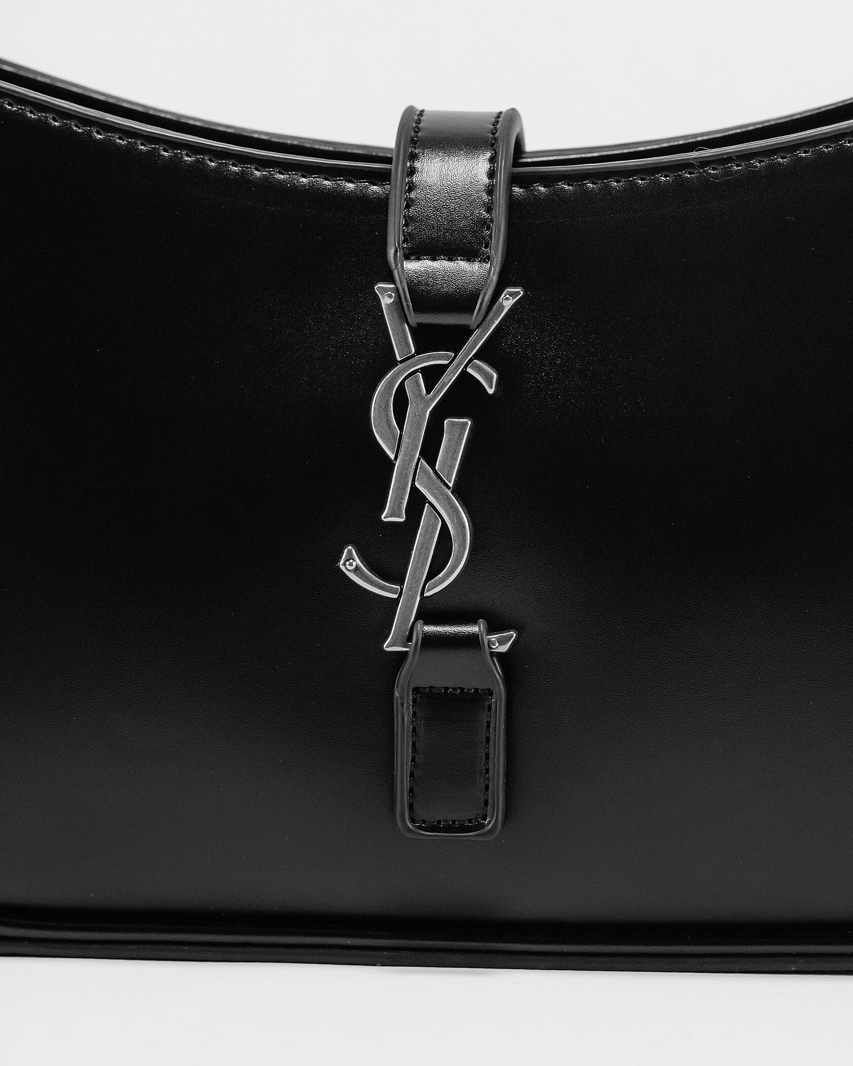 Saint Laurent Hobo Le 5 A 7 Leather Shoulder Bag in Black/Silver - 6