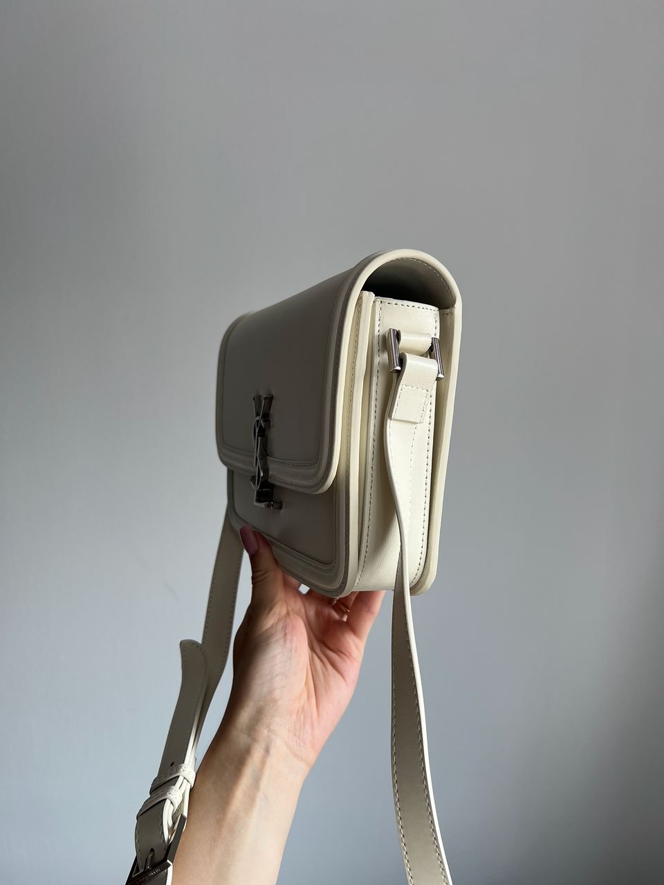 Saint Laurent Large Solferino Cream/Silver - 3