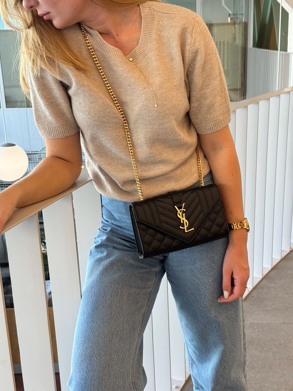 Saint Laurent Leather Envelope Chain Bag - 7