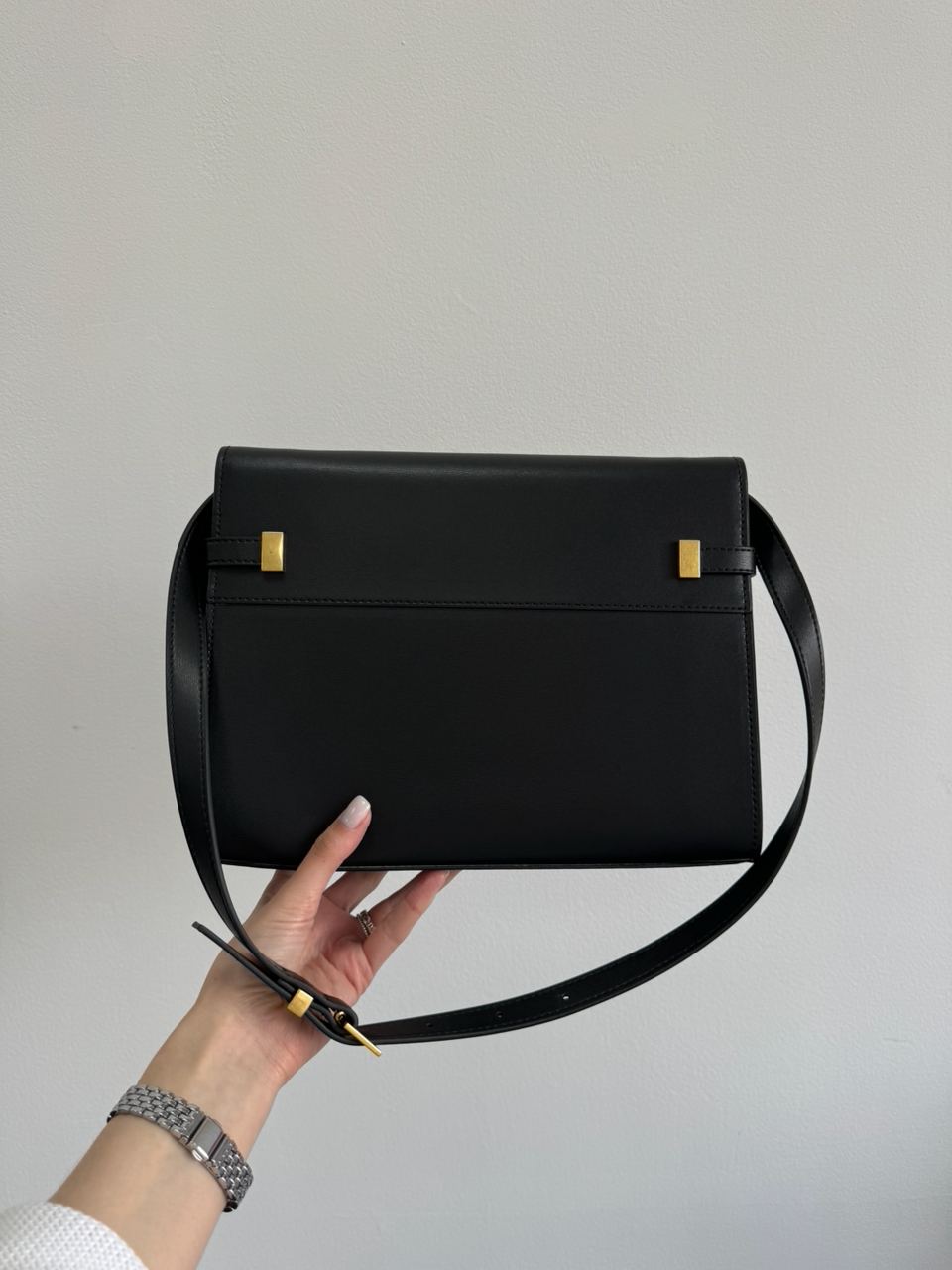 Saint Laurent Manhattan Large Leather Shoulder Bag Black - 19