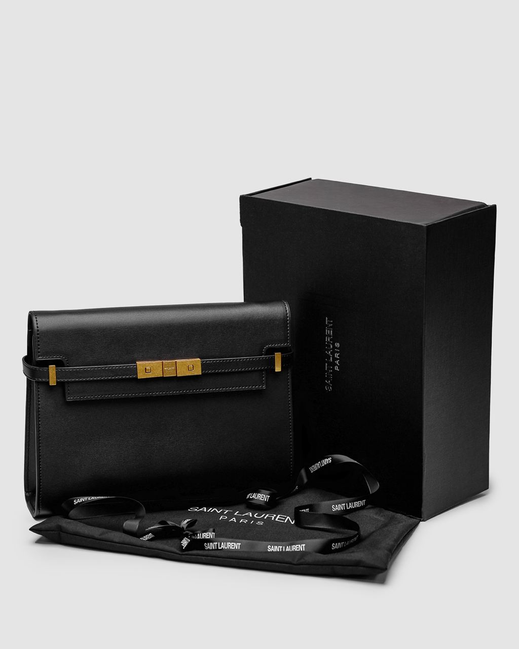 Saint Laurent Manhattan Large Leather Shoulder Bag Black - 3