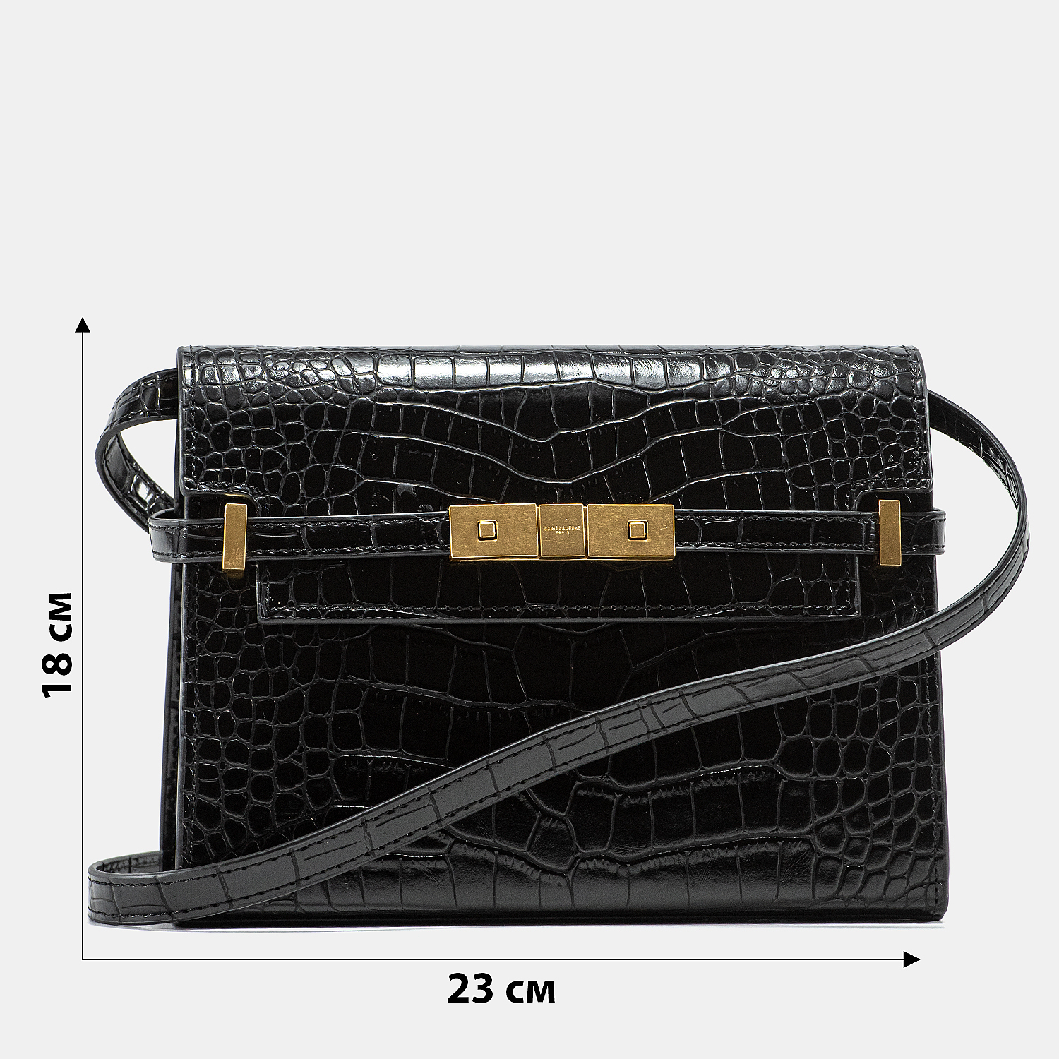 Saint Laurent Manhattan Leather Shoulder Bag Black Snake Skin - 3