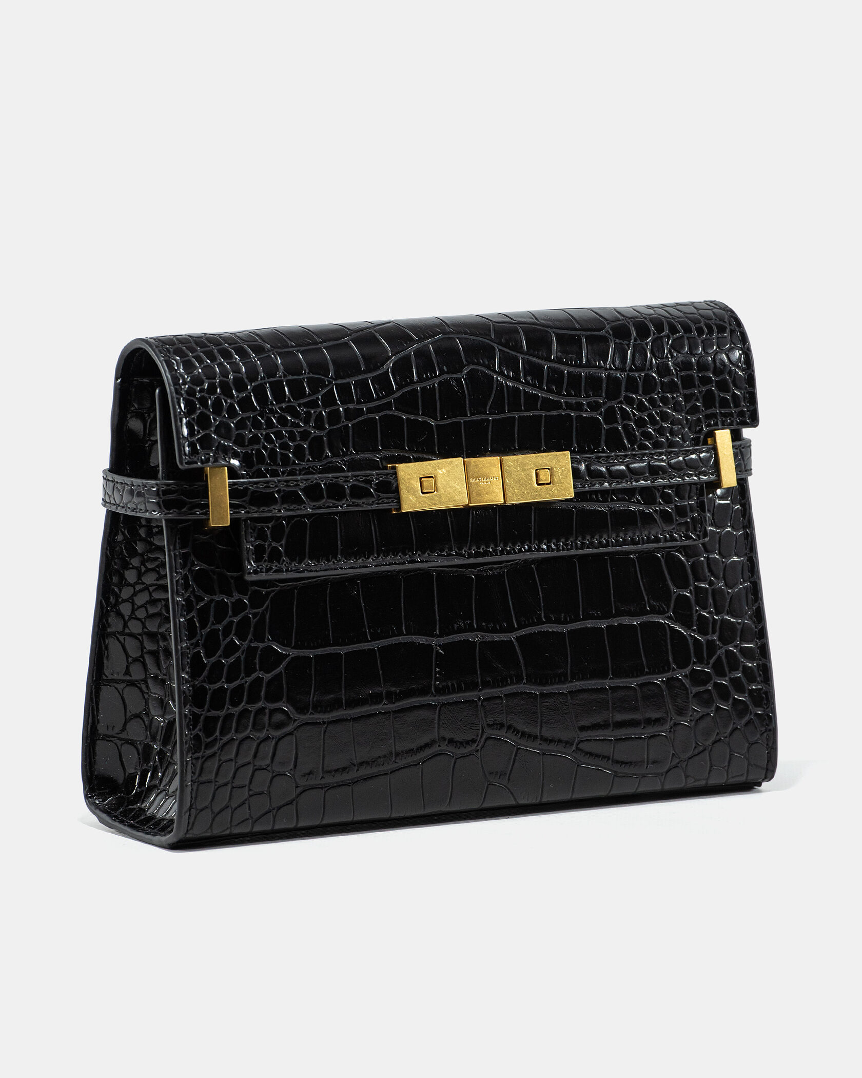 Saint Laurent Manhattan Leather Shoulder Bag Black Snake Skin - 5