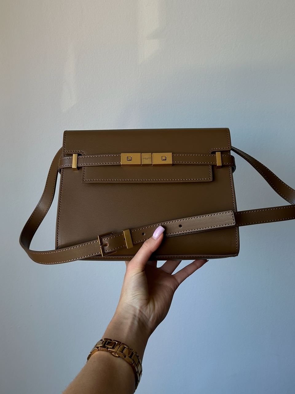 Saint Laurent Manhattan Medium Leather Shoulder Bag Brown - 5