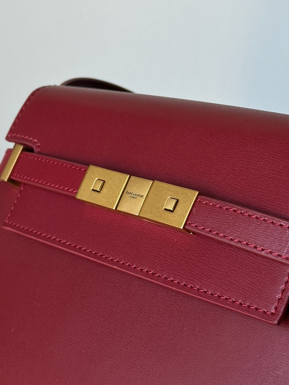 Saint Laurent Manhattan Medium Leather Shoulder Bag Burgundy - 10