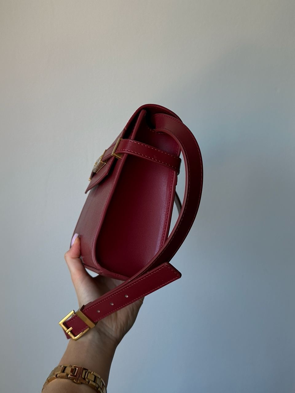 Saint Laurent Manhattan Medium Leather Shoulder Bag Burgundy - 8