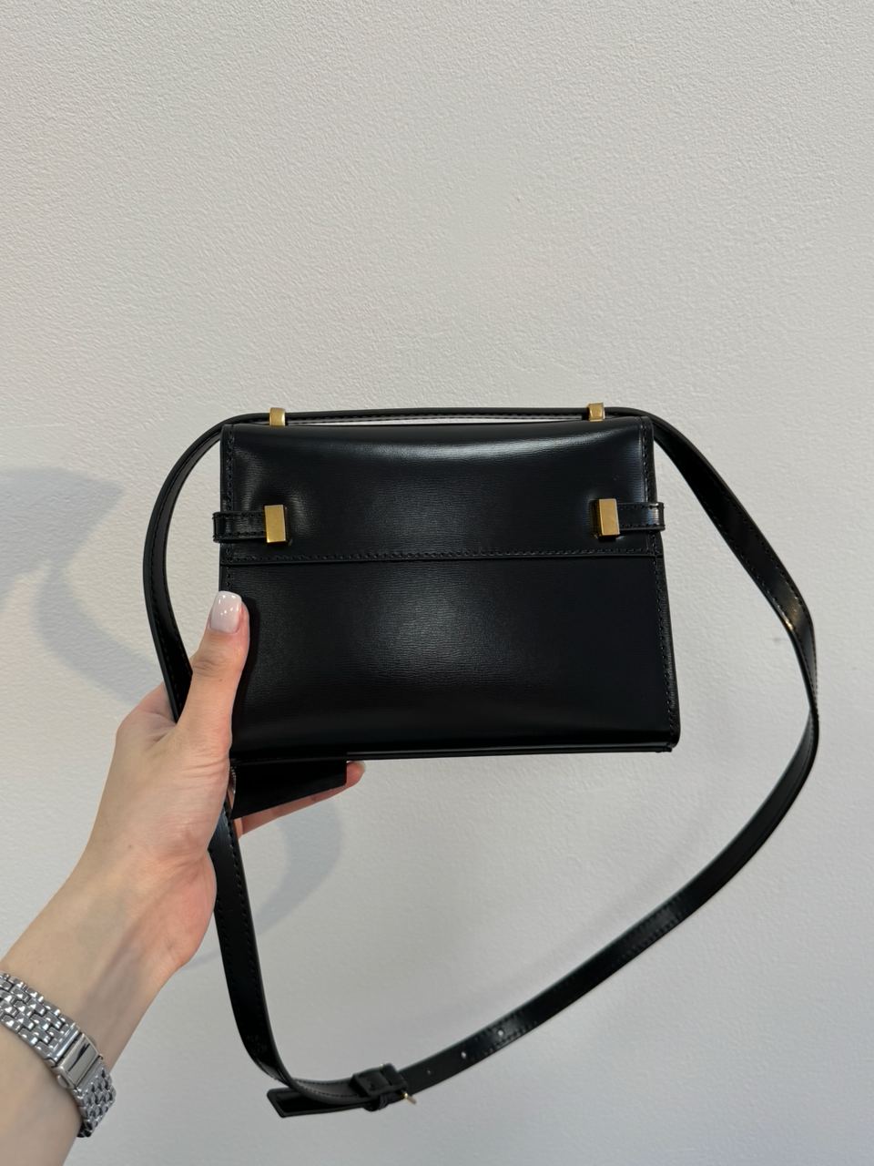 Saint Laurent Manhattan Mini Leather Shoulder Bag Black - 14