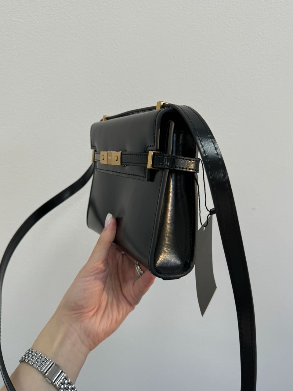 Saint Laurent Manhattan Mini Leather Shoulder Bag Black - 17