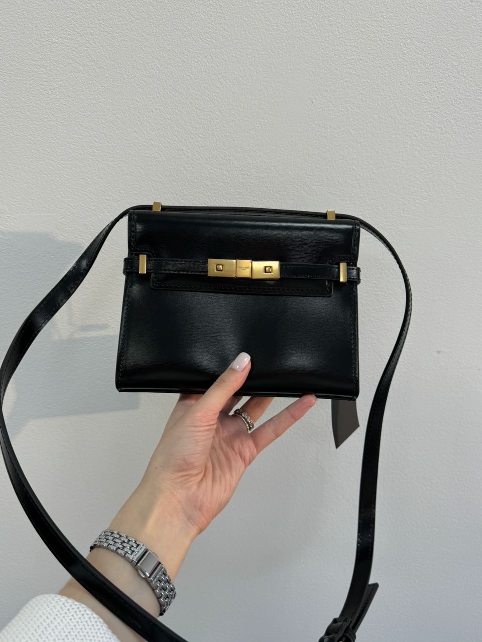 Saint Laurent Manhattan Mini Leather Shoulder Bag Black - 8