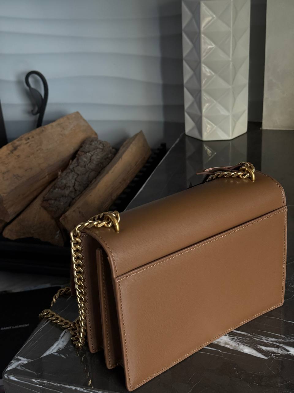 Saint Laurent Medium Sunset in Smooth Leather Brown/Gold - 6