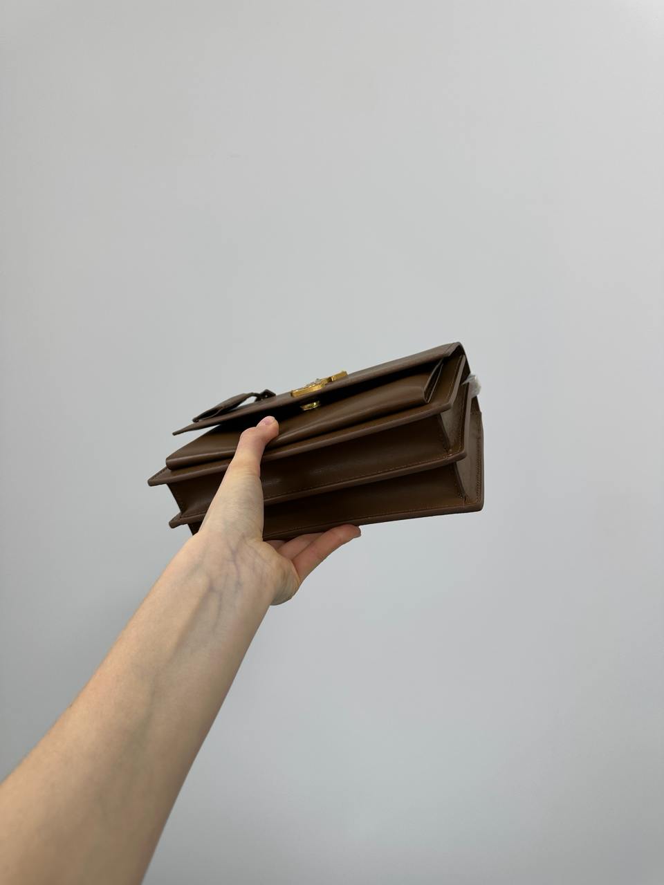 Saint Laurent Medium Sunset in Smooth Leather Brown/Gold - 10