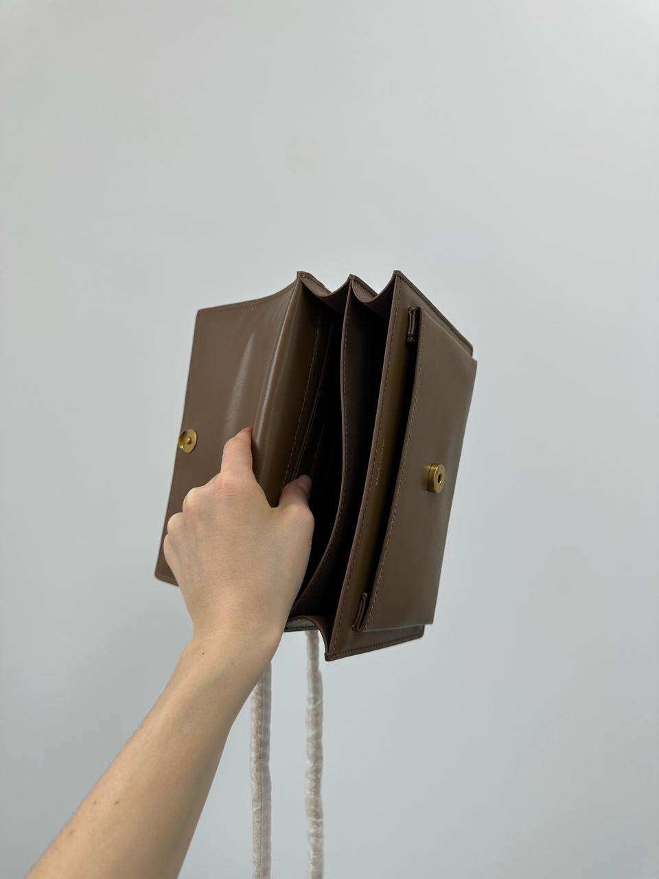 Saint Laurent Medium Sunset in Smooth Leather Brown/Gold - 13