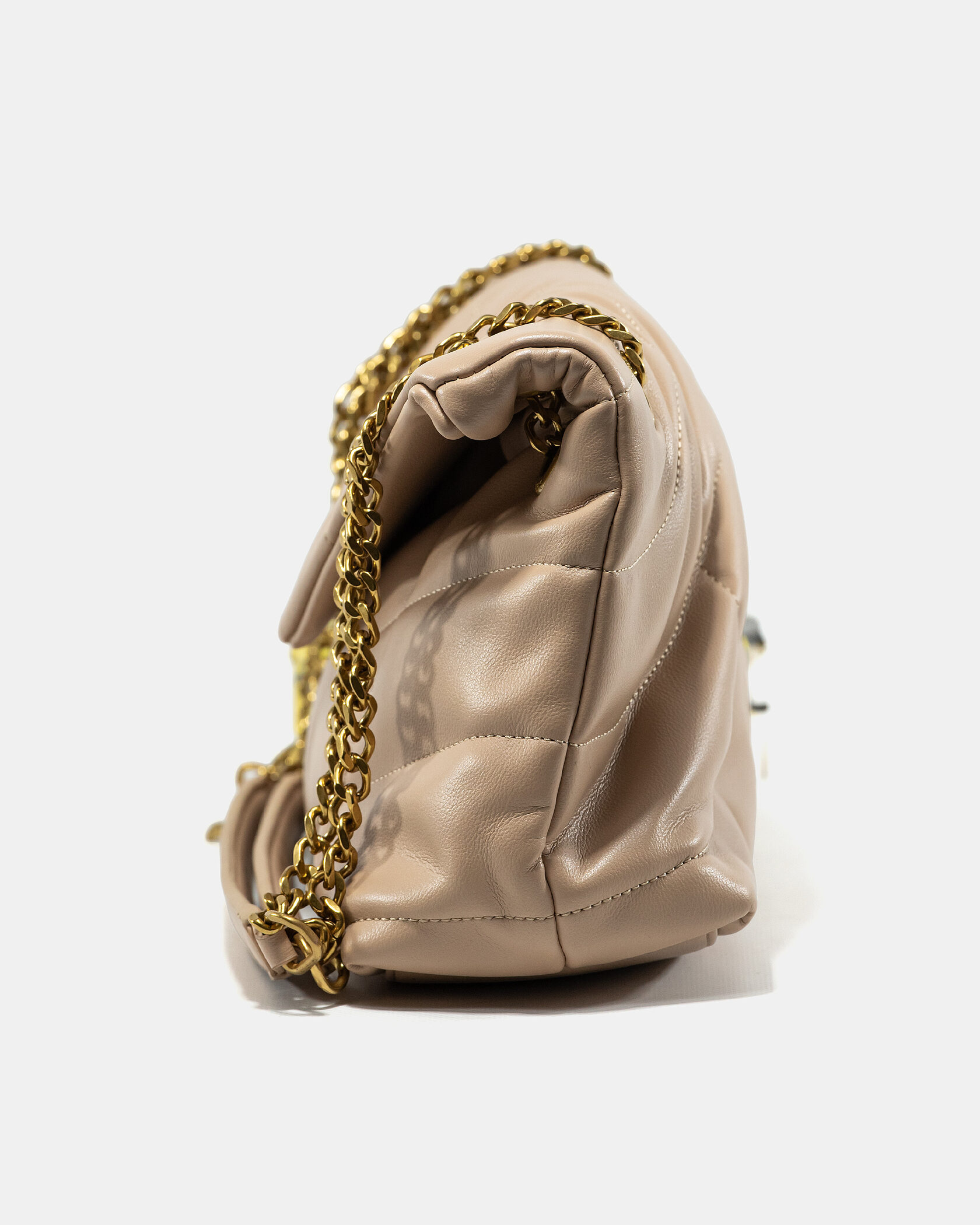 Saint Laurent Puffer Small in Nappa Leather Beige Gold Chain - 8