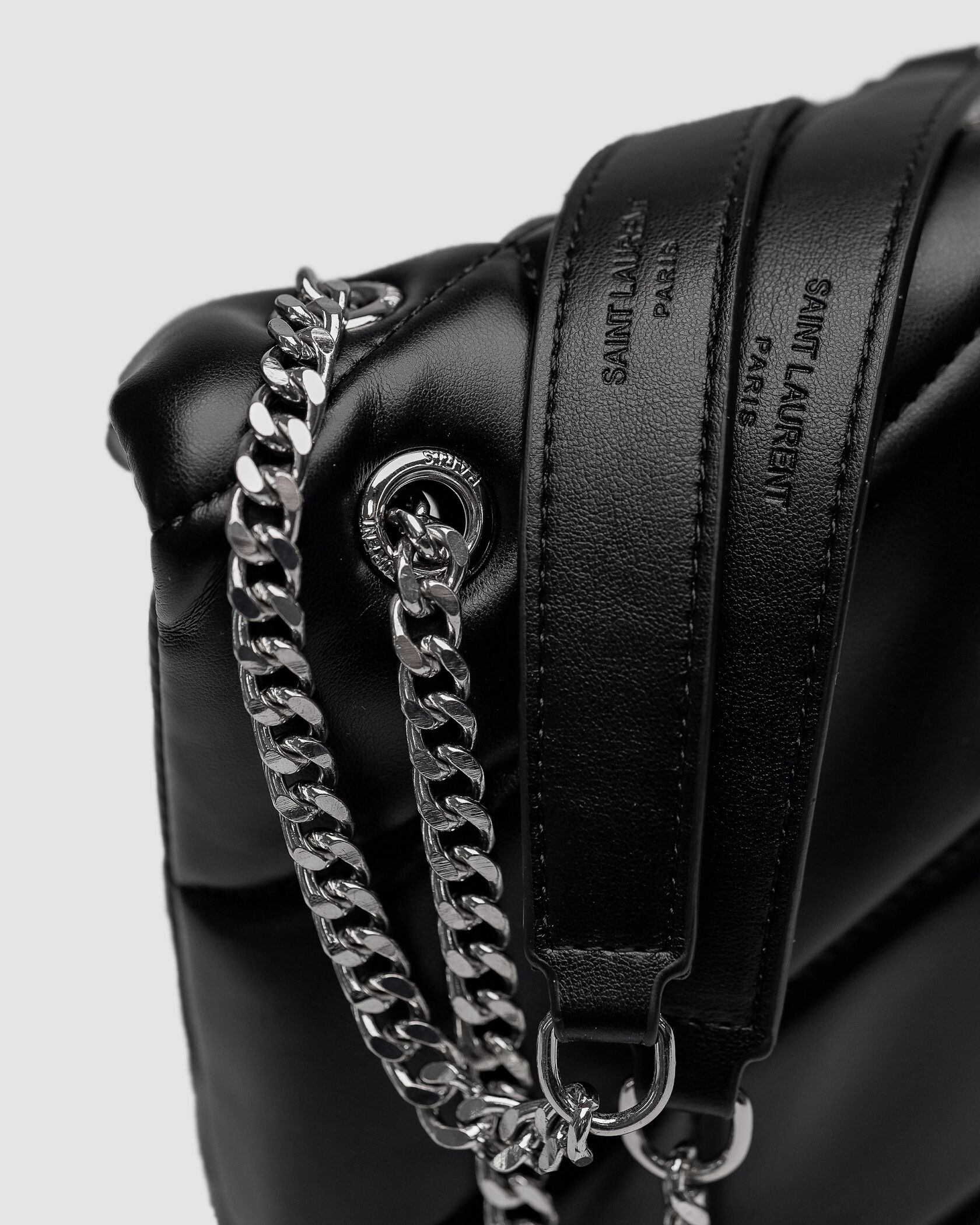 Saint Laurent Puffer Small in Nappa Leather Black Silver Chain - 11