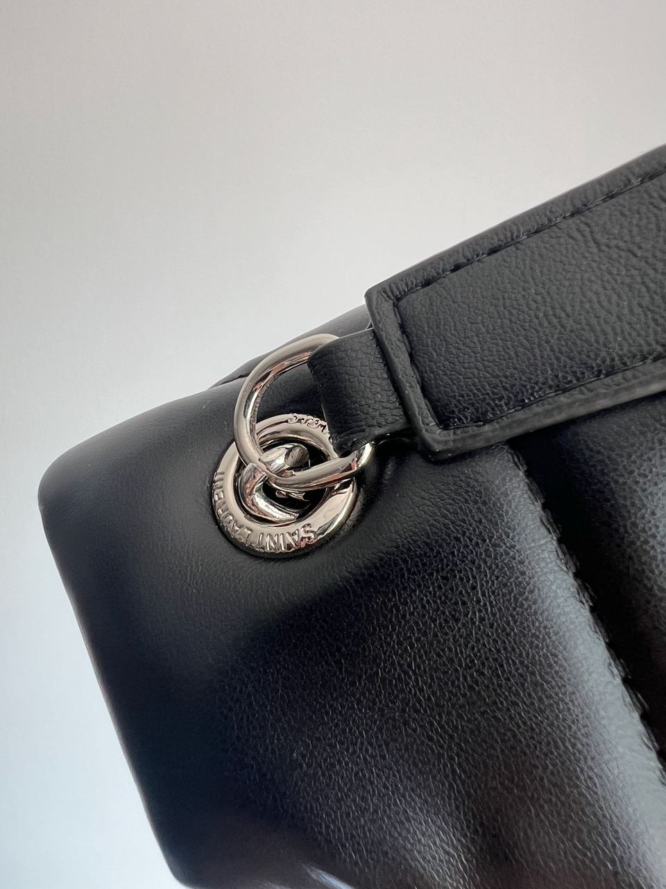 Saint Laurent Puffer Small in Nappa Leather Black Silver Chain - 8