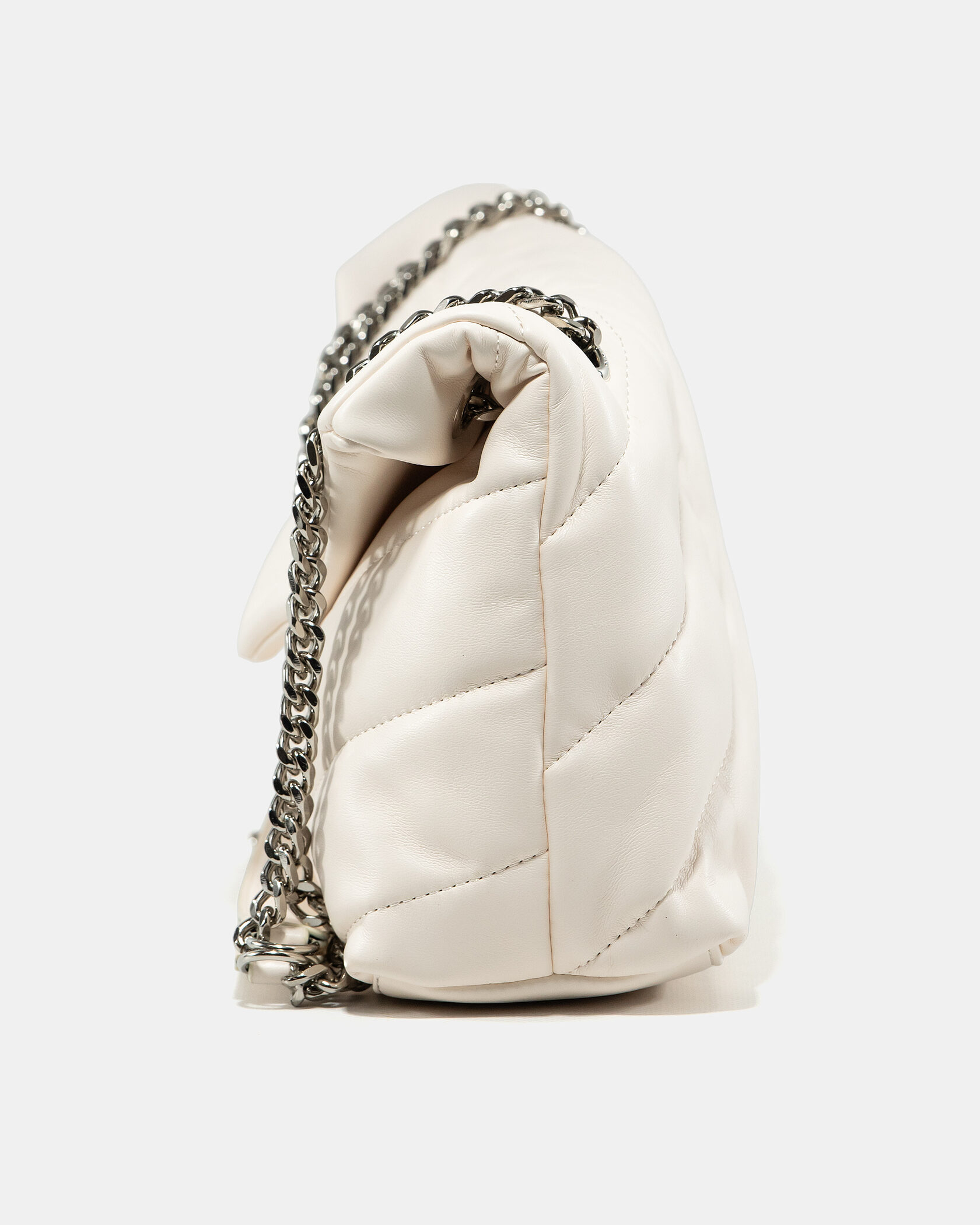 Saint Laurent Puffer Small in Nappa Leather White Silver Chain - 8