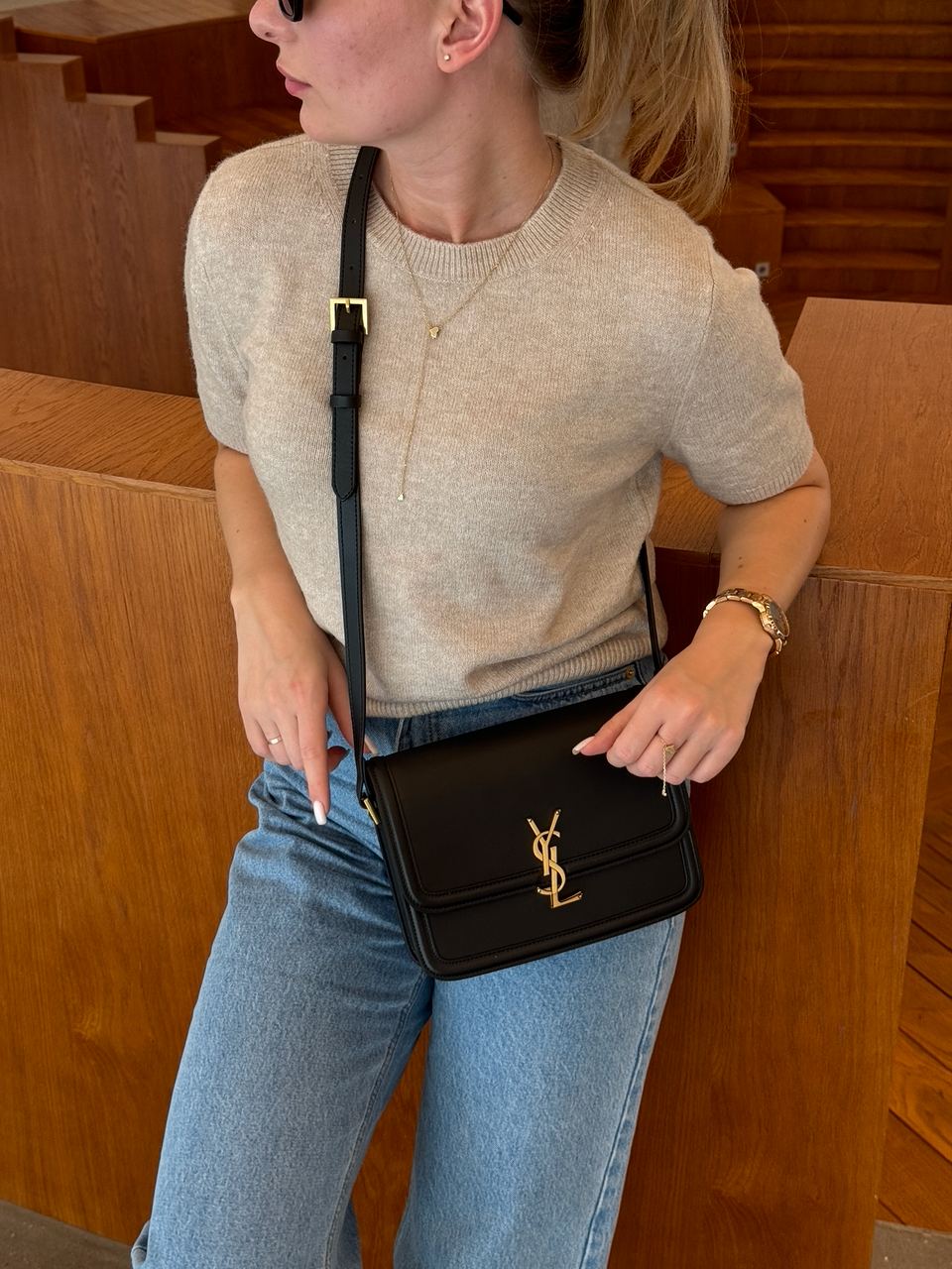 Saint Laurent Solferino Large Black/Gold - 6