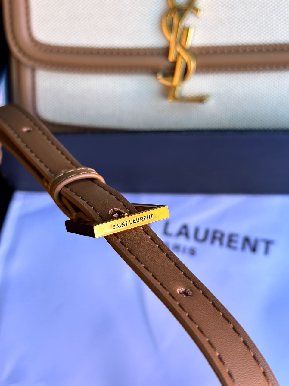 Saint Laurent Solferino Medium Canvas Crossbody Bag in Beige - 19