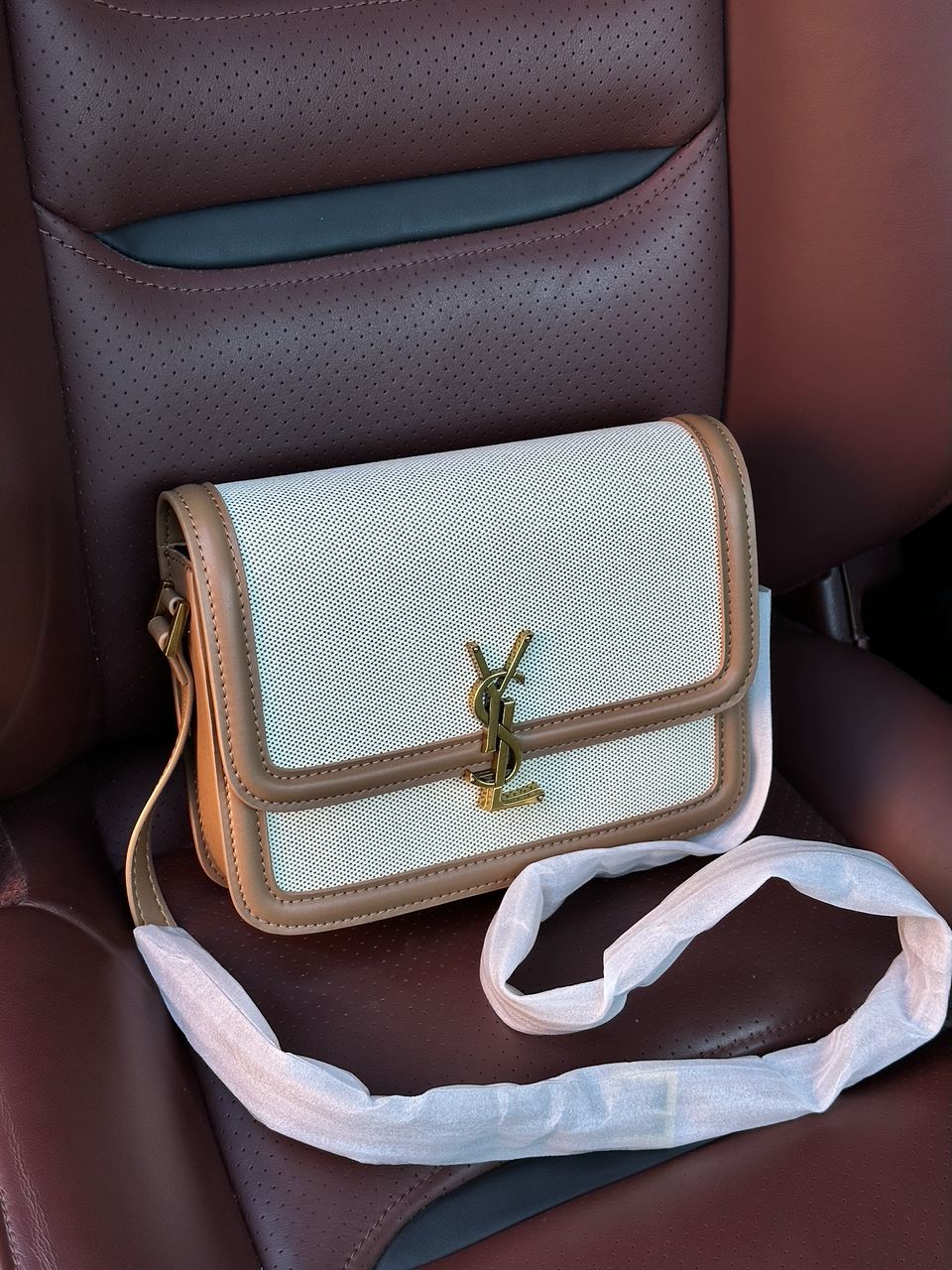 Saint Laurent Solferino Medium Canvas Crossbody Bag in Beige - 7