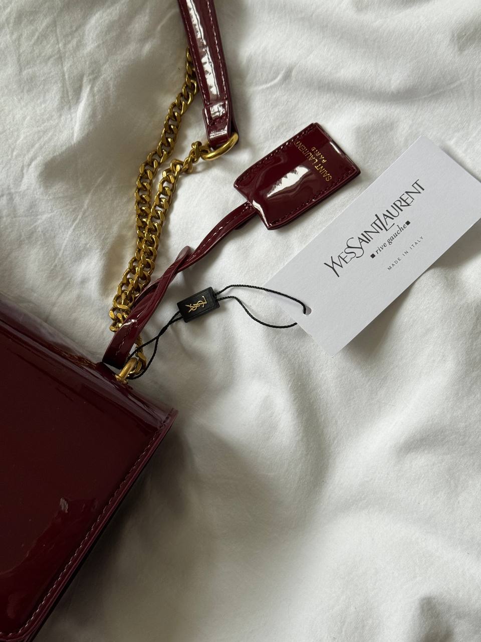 Saint Laurent Sunset Lacquered Leather Burgundy - 10