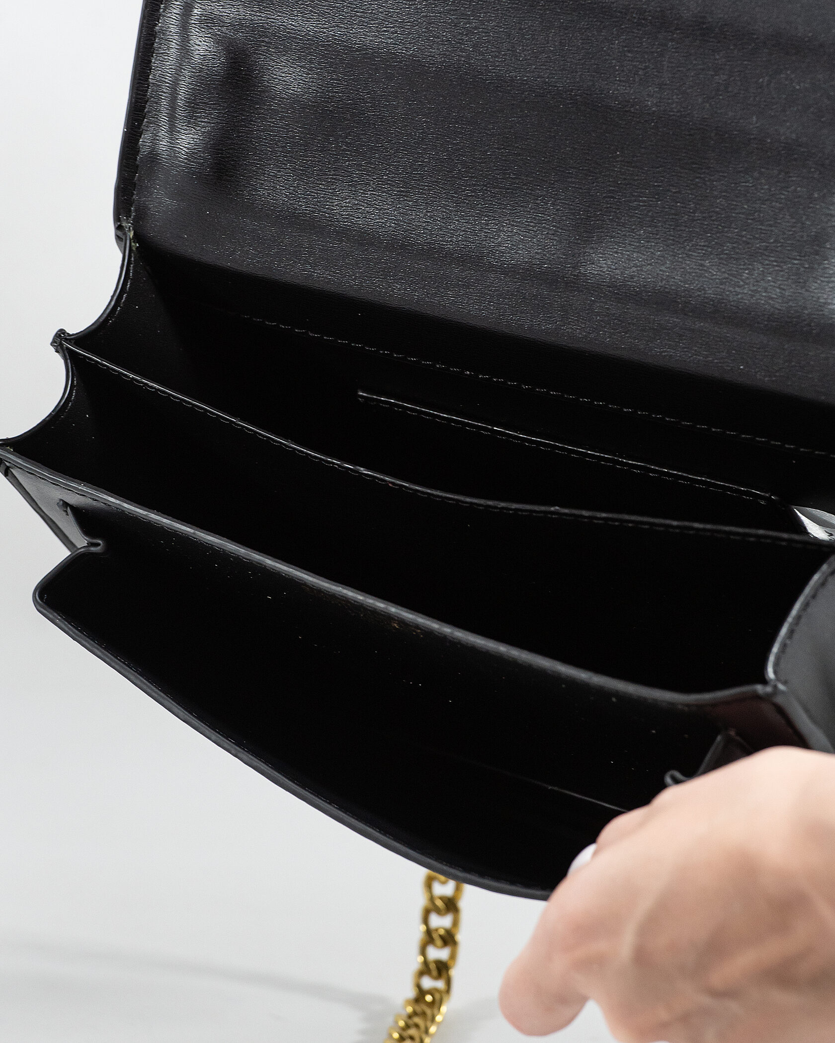 Saint Laurent Sunset Small Shoulder Bag in Black Leather with Gold Hardware - 14