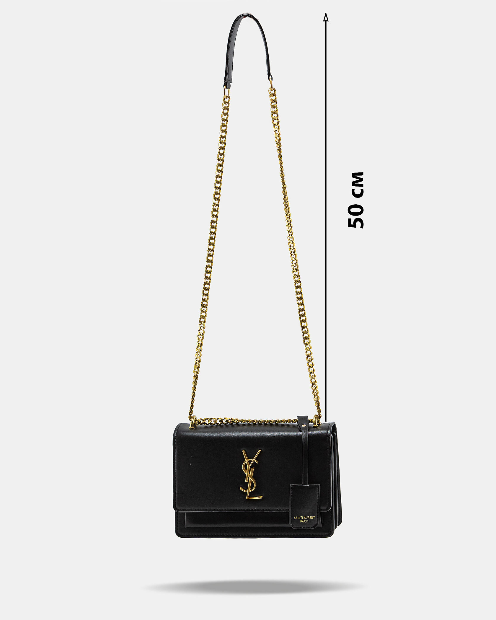 Saint Laurent Sunset Small Shoulder Bag in Black Leather with Gold Hardware - 4