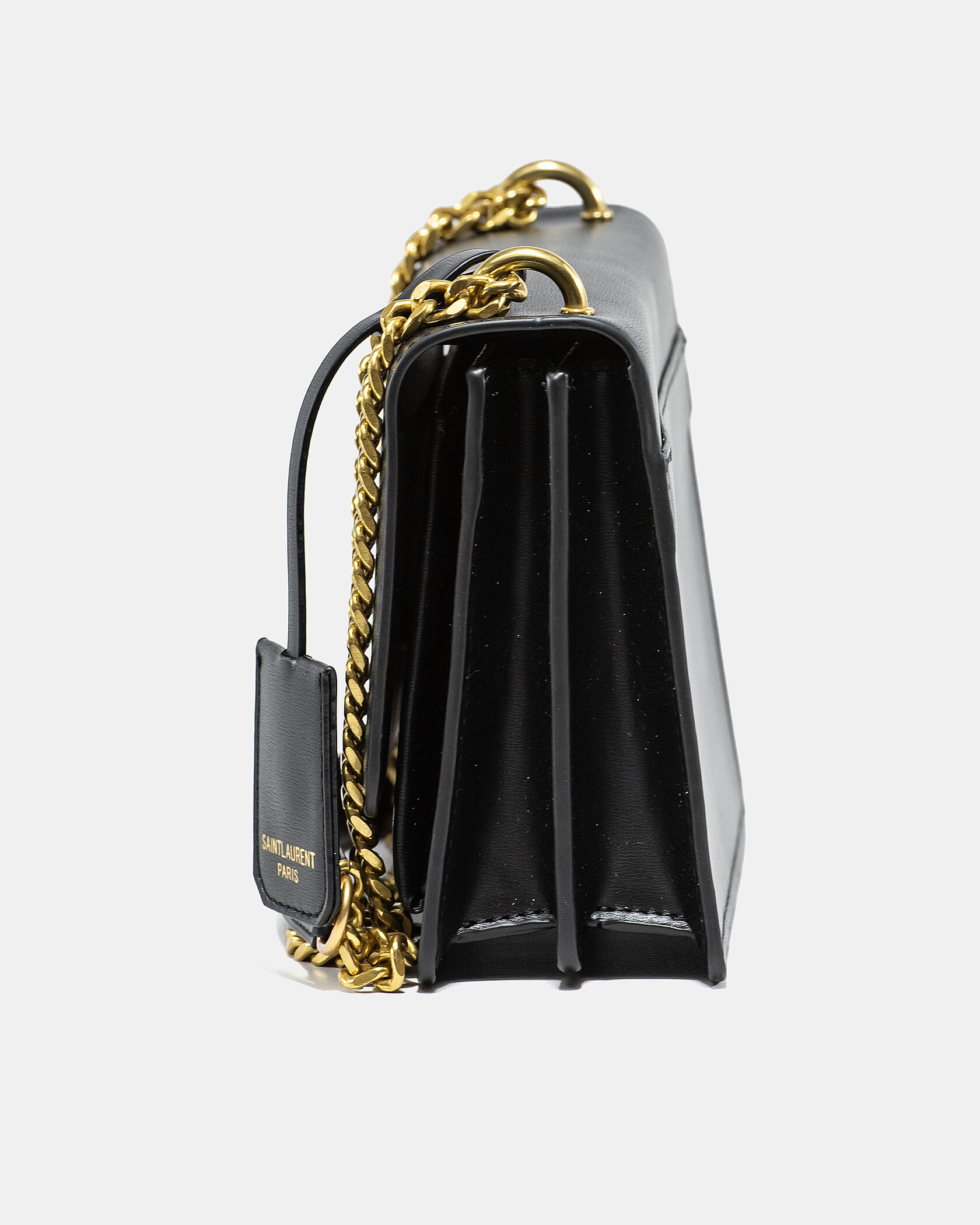Saint Laurent Sunset Small Shoulder Bag in Black Leather with Gold Hardware - 8