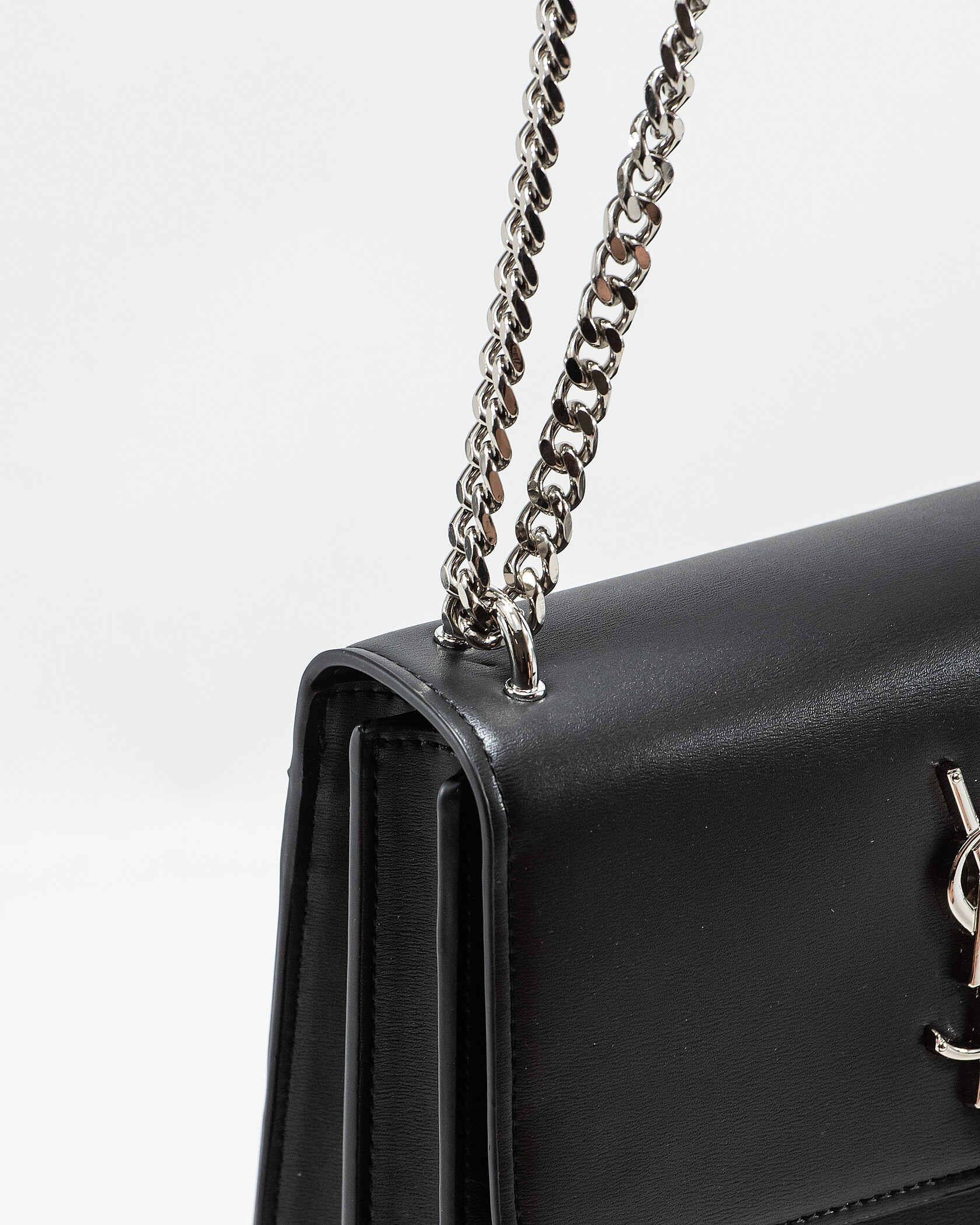 Saint Laurent Sunset Small Shoulder Bag in Black Leather with Silver Hardware - 10