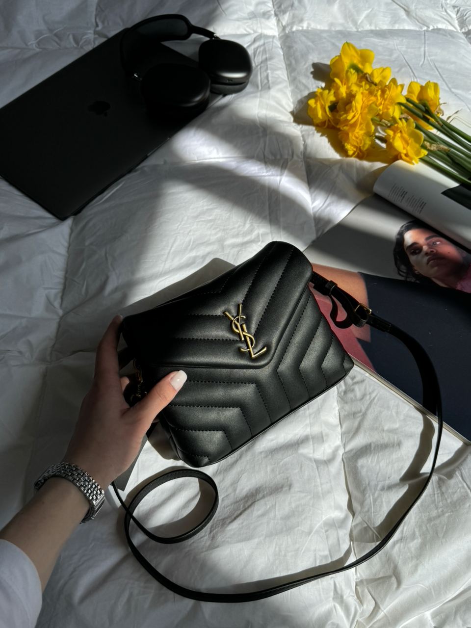 Saint Laurent Toy LouLou In Quilted Leather Black/Gold - 7