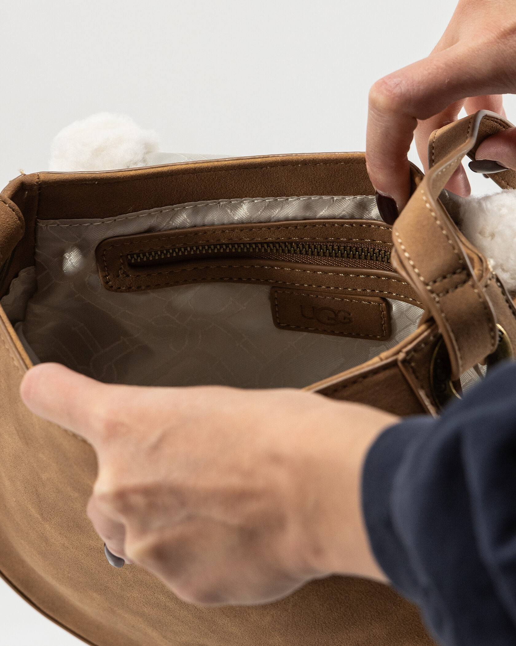 UGG Maribel Mini Bag Leather/Sherpa Brown/White - 16