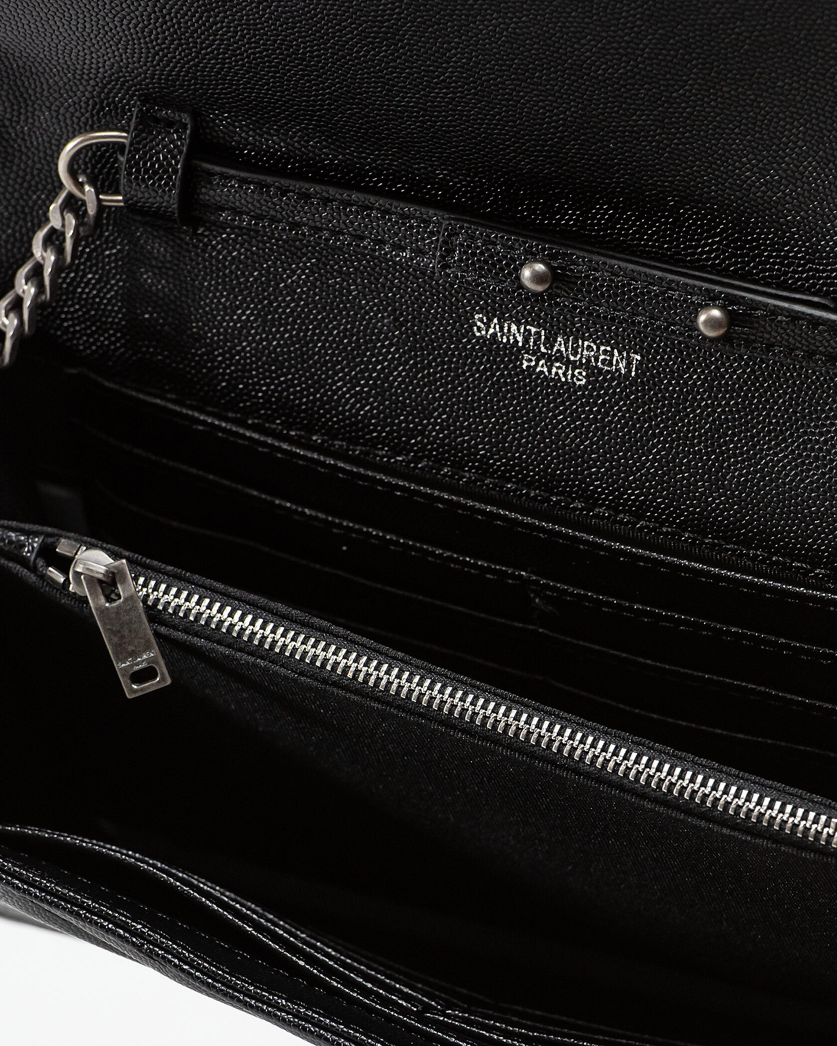 YSL Cassandre Matelasse Chain Wallet In Grain De Poudre Embosse - 12