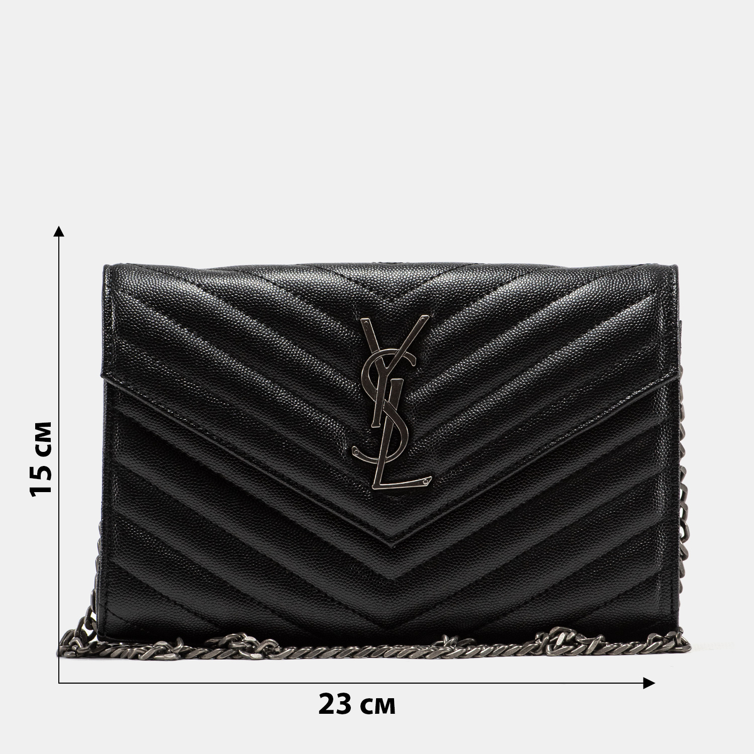 YSL Cassandre Matelasse Chain Wallet In Grain De Poudre Embosse - 3