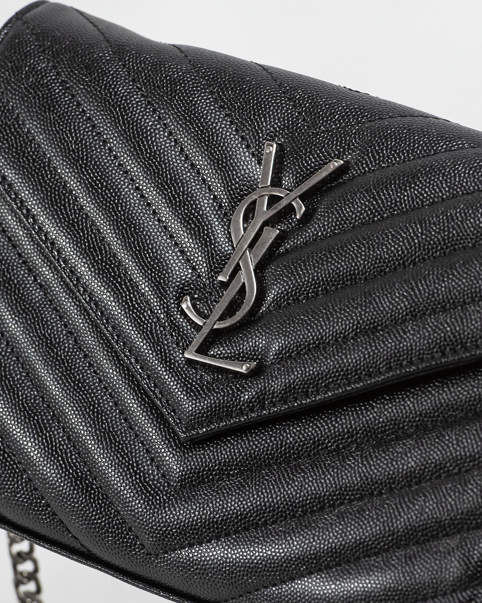 YSL Cassandre Matelasse Chain Wallet In Grain De Poudre Embosse - 6