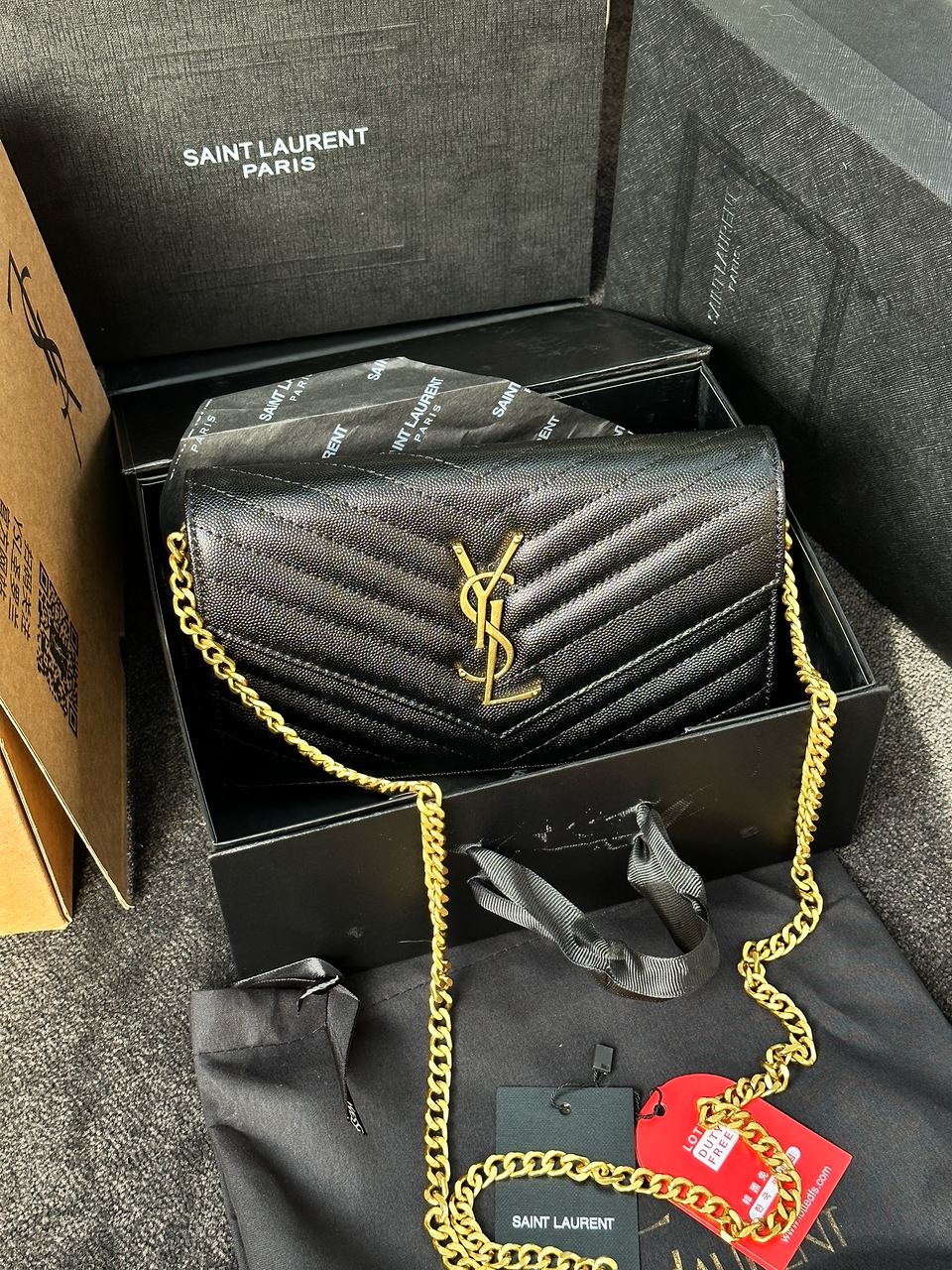 YSL Cassandre Matelasse Chain Wallet In Grain De Poudre Embossed Leather - 2