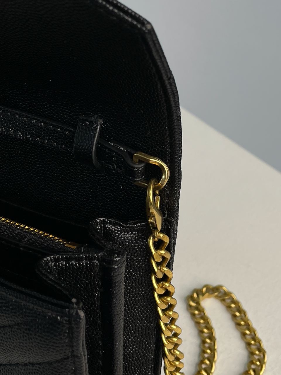 YSL Cassandre Matelasse Chain Wallet In Grain De Poudre Embossed Leather - 22