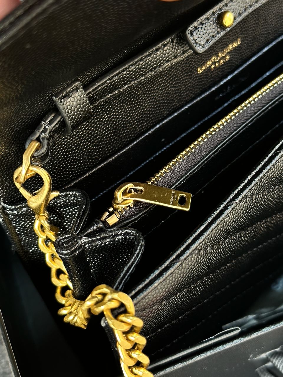 YSL Cassandre Matelasse Chain Wallet In Grain De Poudre Embossed Leather - 31