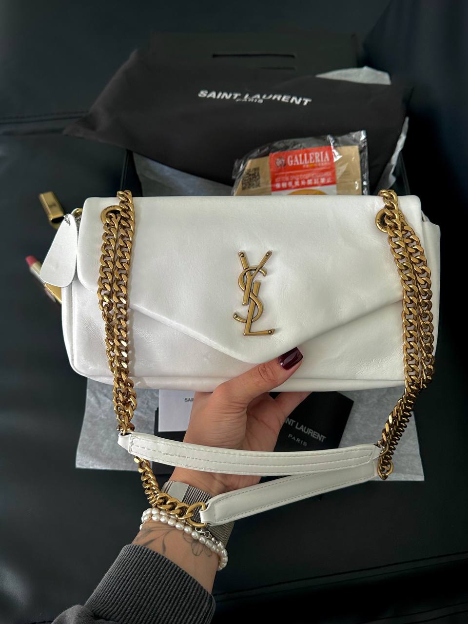 Yves Saint Laurent Chain Wallet In White - 2