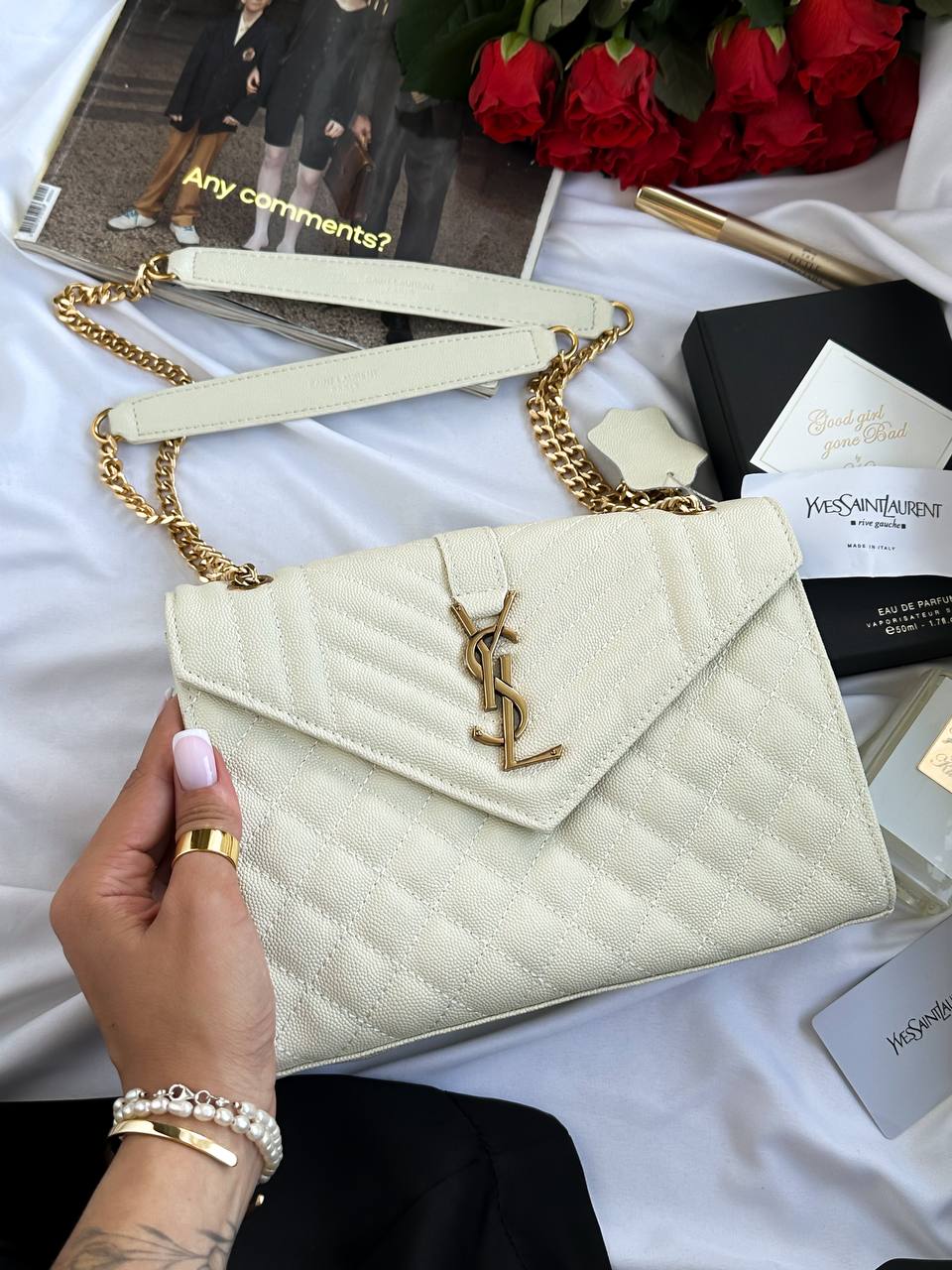 Yves Saint Laurent Envelope Bag White - 3
