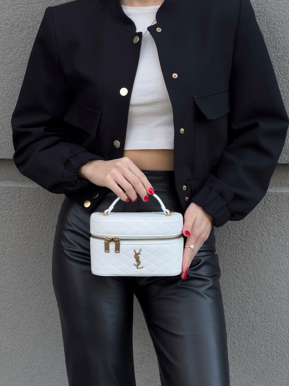 Yves Saint Laurent Gaby Vanity Leather Shoulder Bag Cream - 8