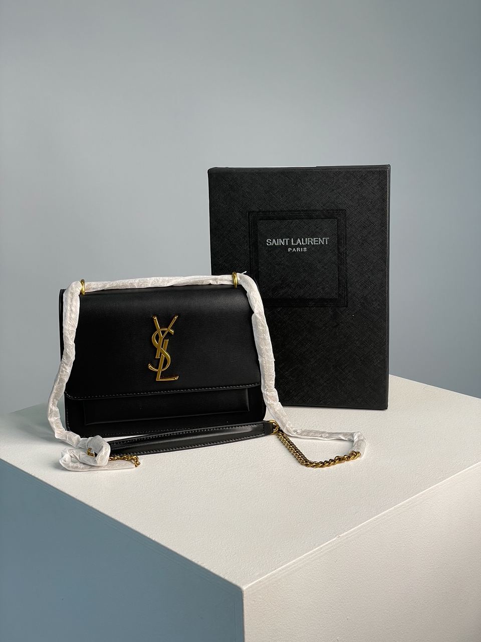 Yves Saint Laurent Medium Sunset in Smooth Leather Black/Gold - 3