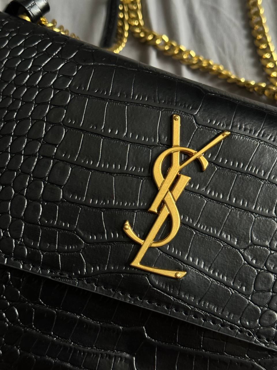 Yves Saint Laurent Medium Sunset in Smooth Leather Black/Silver - 11