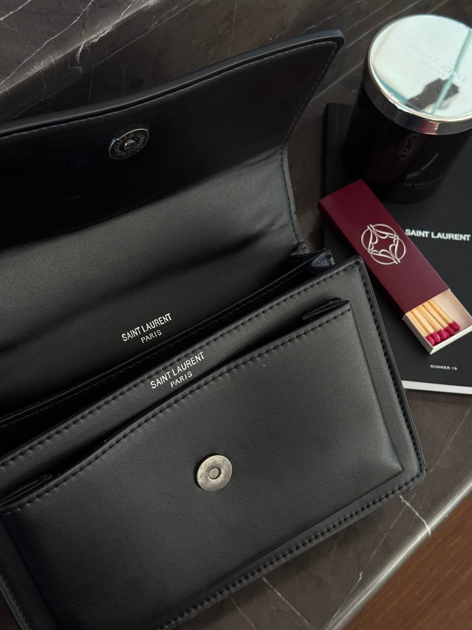 Yves Saint Laurent Medium Sunset in Smooth Leather Black/Silver - 11