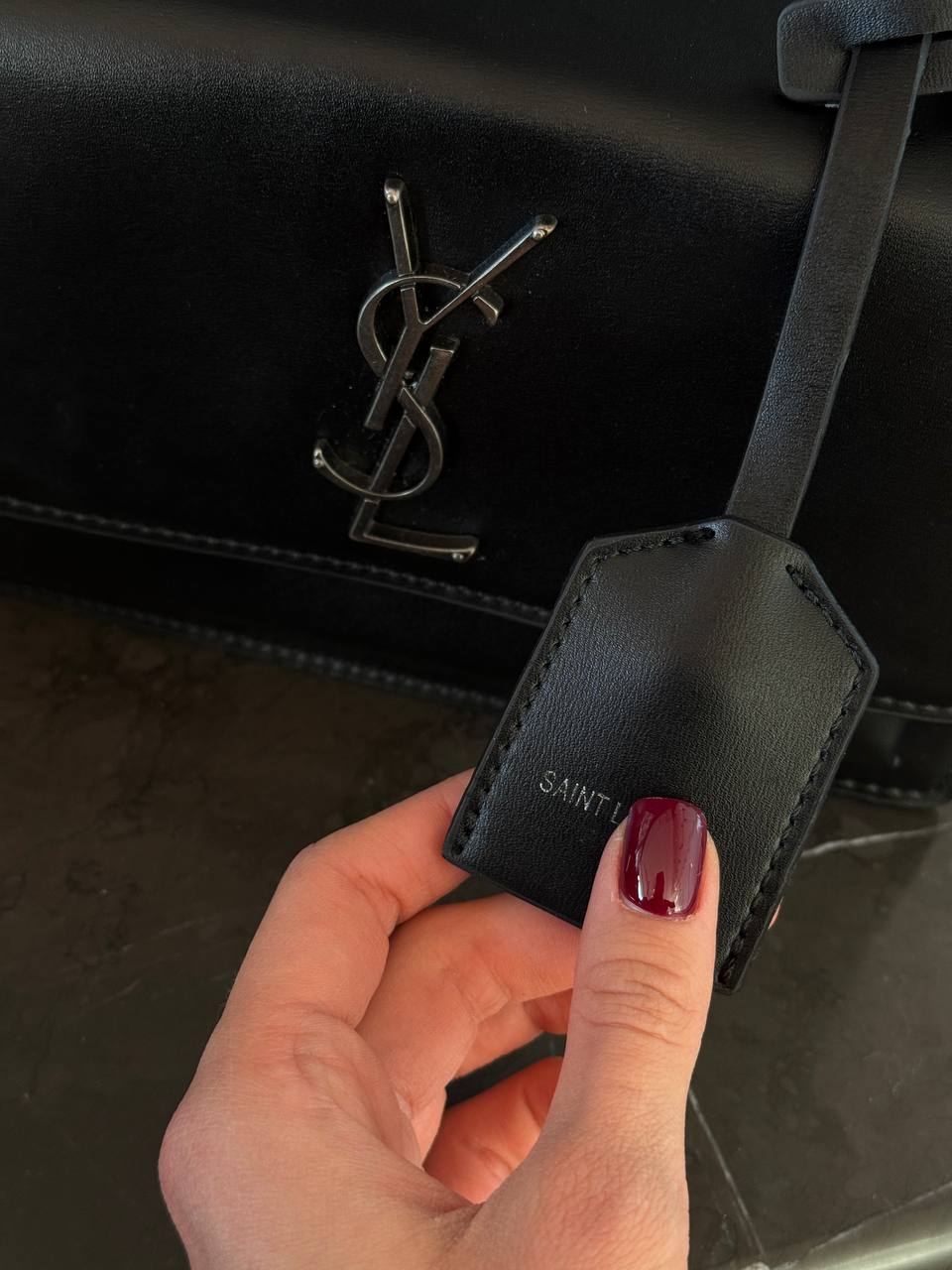 Yves Saint Laurent Medium Sunset in Smooth Leather Black/Silver - 7