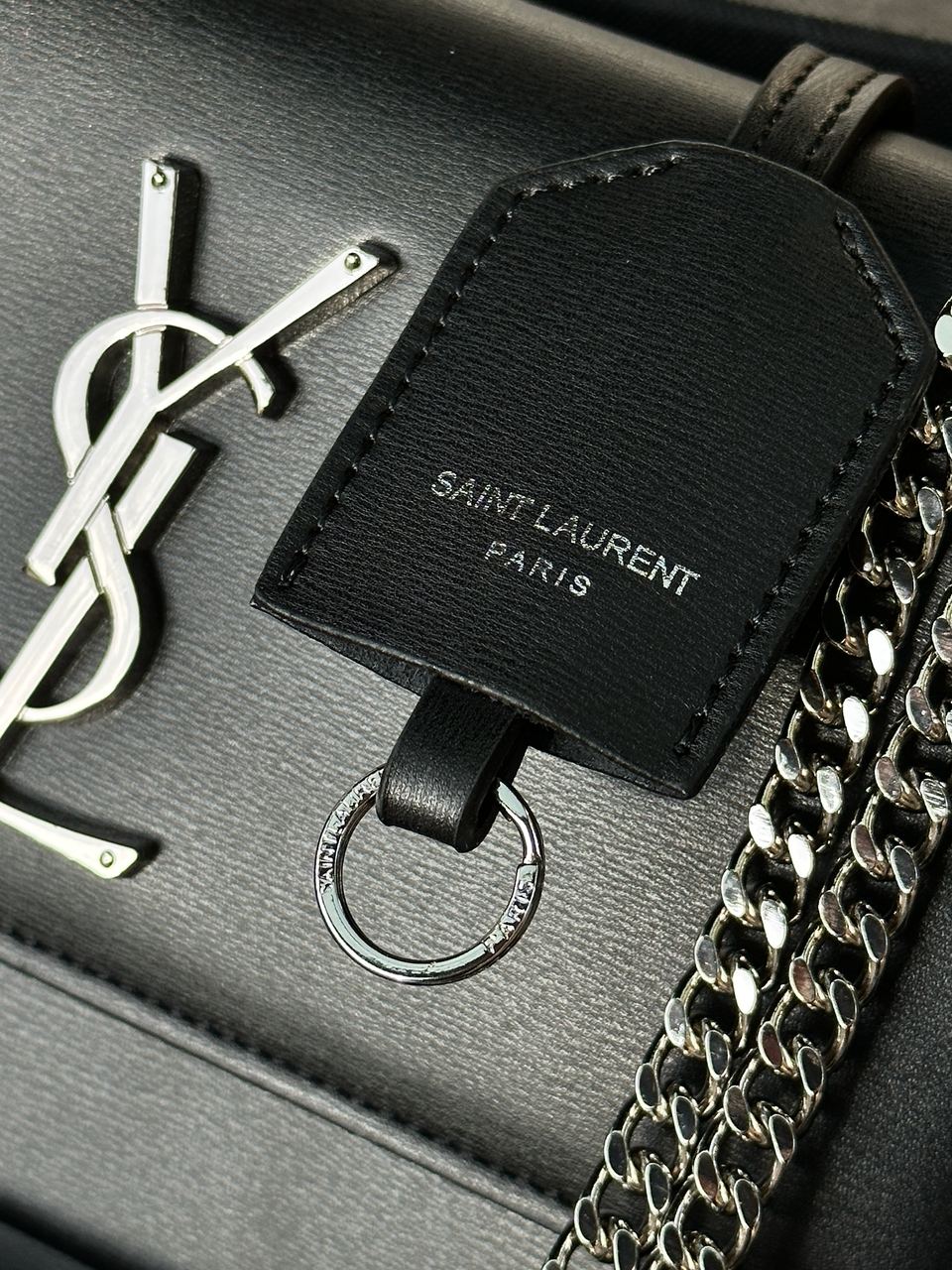 Yves Saint Laurent Medium Sunset in Smooth Leather Black/Silver - 13