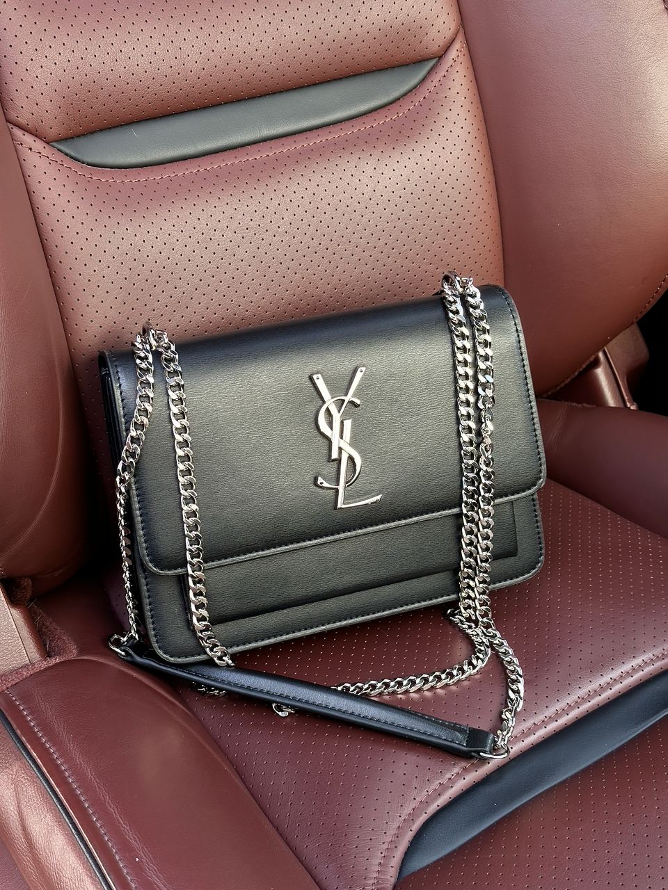 Yves Saint Laurent Medium Sunset in Smooth Leather Black/Silver - 4