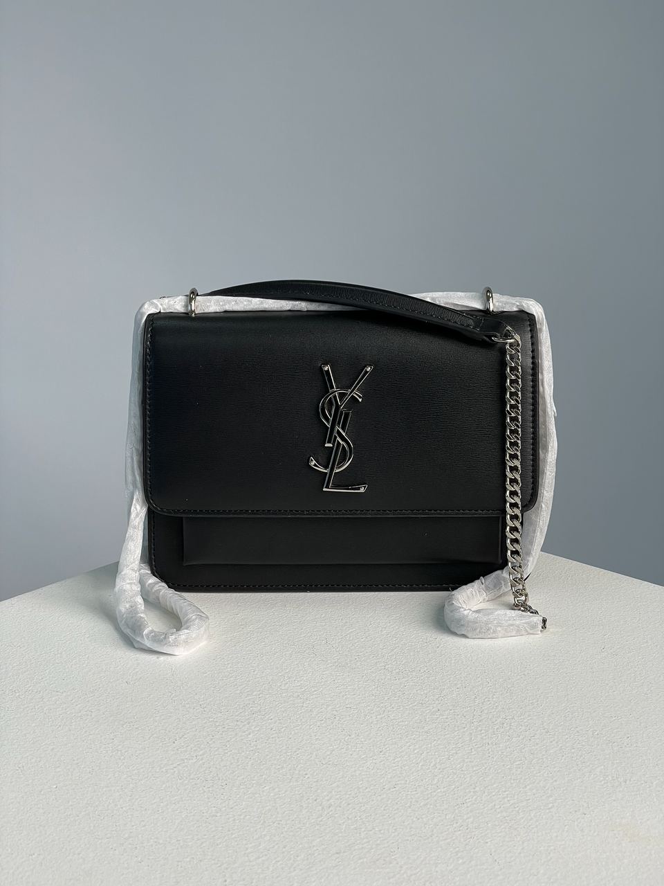 Yves Saint Laurent Medium Sunset in Smooth Leather Black/Silver - 5