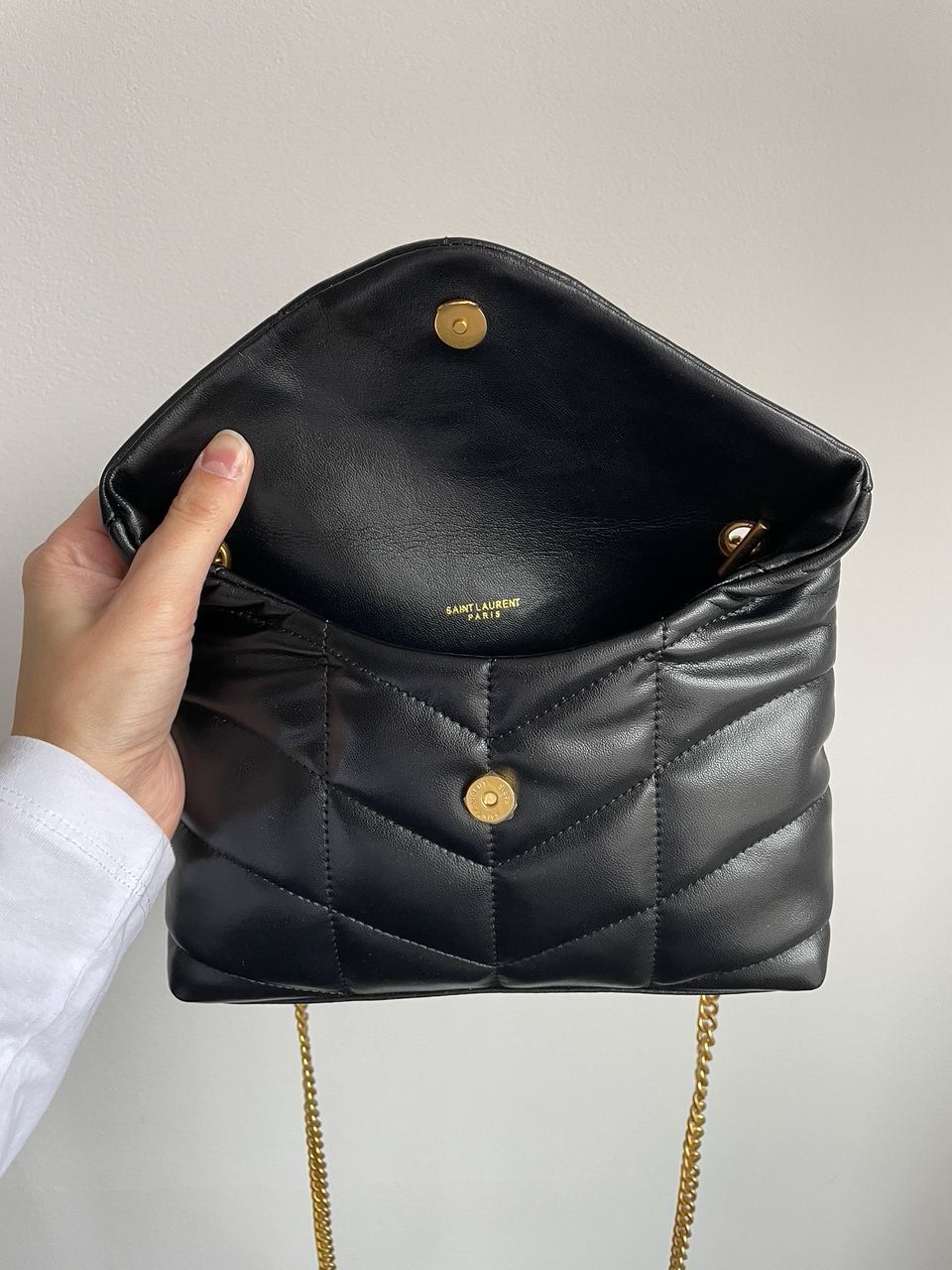 Yves Saint Laurent Puffer Small in Nappa Leather Gold Chain - 12